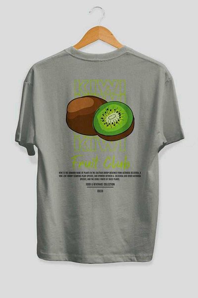Ankhises Kiwi Back Printed Gray Oversize T-Shirt Men Women Cotton Crew Neck Tshirt