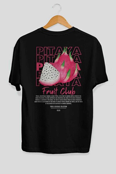 Ankhises Tricou oversize negru cu imprimeu pe spate Pitaya Bărbați Femei Tric...
