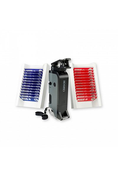 Carson Portable Microscope with LED and UV, Smartphone Adapter, 24 Prepared Slides, 100-250x Magnification,
