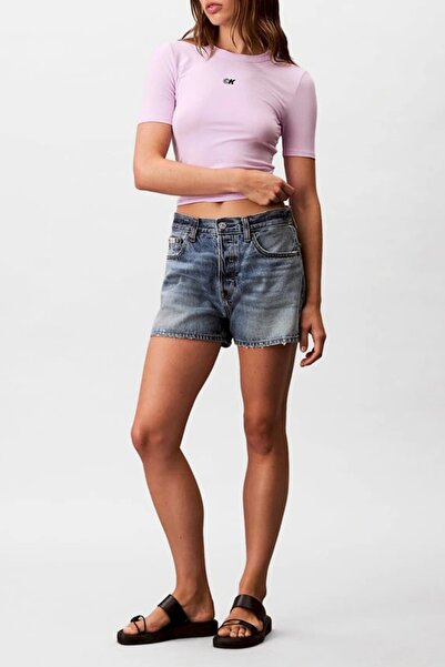 Calvin Klein Jeans Női modális bordázott lila póló LV044C901G-XEF