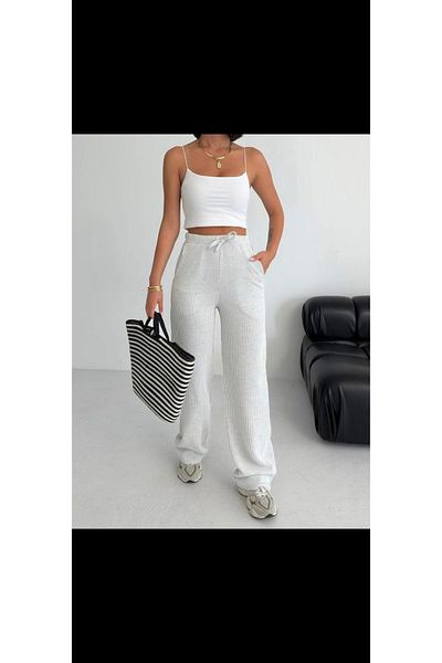roofmen Striped Palozzo Relaxed Fit High Waist Waterway Women's Pants