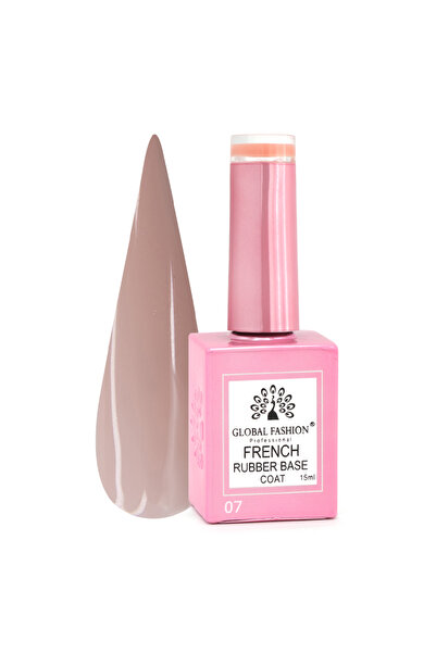 global fashion Rubber Base Coat French, baza cauciucata unghii, Global Fashion, nude, 15ml, 07