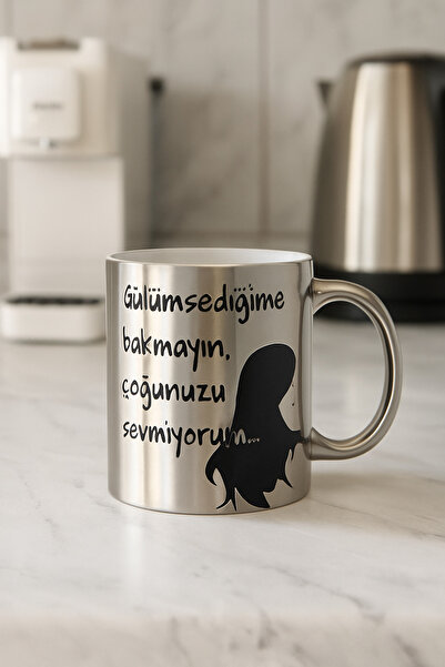 çokaş Text Printed Large Size Silver Coffee & Tea Mug