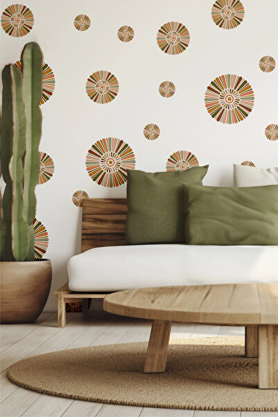 SDİGİTAL Bohem Tarz Şeffaf Folyo Daire Sticker Seti – 43 Parça Dekoratif Duva...