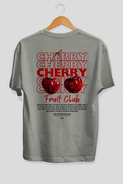 Ankhises Cherry Back Printed Gray Oversize T-Shirt Men Women Cotton Crew Neck Tshirt