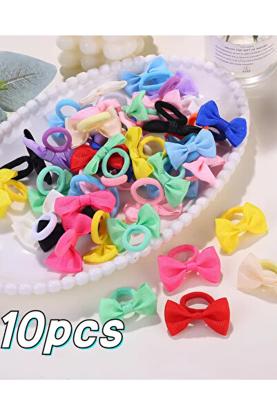 Atılgan Grp 10 bucăți de agrafe pentru copii cu fundă elastică de culori mixte, agrafe colorate, agrafe elastice
