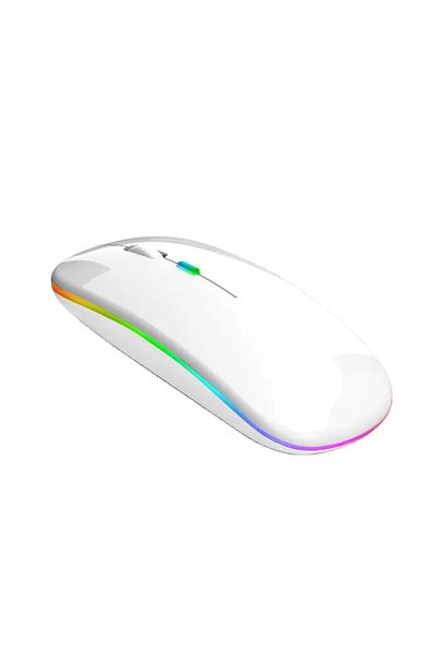 Bogadini Wireless Mouse with RGB LED Lighting – Bluetooth & USB, Adjustable DPI, White