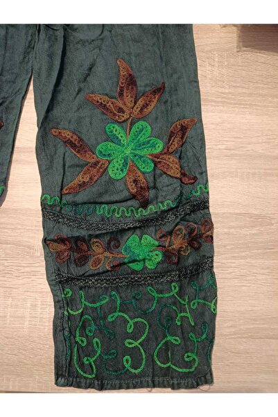 anne moda ankara Size 36-38 Compatible, Seasonal, Embroidered, 2 Pockets, Wide Leg, Trousers