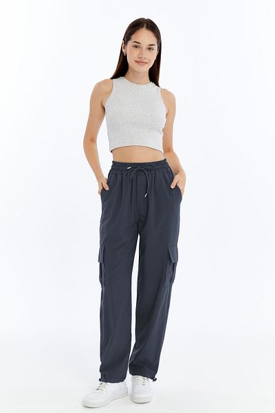 KRAVEN Women's Premium Cargo Pocket Jogger High Waist Parachute Fabric Sweatpants
