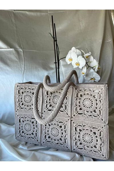 Hatice sakallı design Handmade Custom Cotton Rope Design Inside Thick Felt Shoulder Women's Beach Bag