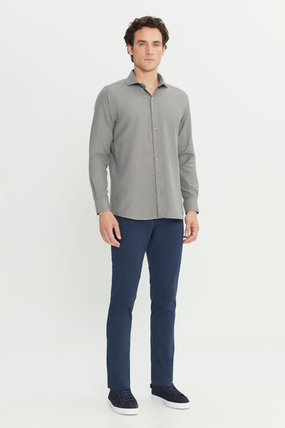 ALTINYILDIZ CLASSICS Чоловічі темно-сині бавовняні брюки Slim Fit з вузьким кроєм, 5 кишень, з підкосами, повсякденні