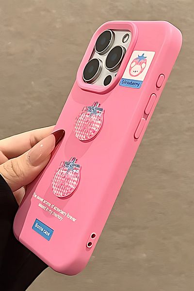 shop iPhone 14 Compatible Cute Strawberry Pattern Soft Silicone Phone Case - Bonno Case Series