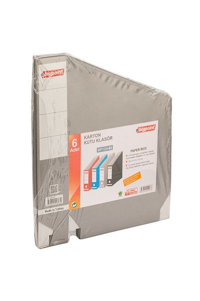 Bigpoint Cardboard Box Folder Gray 6 Pack