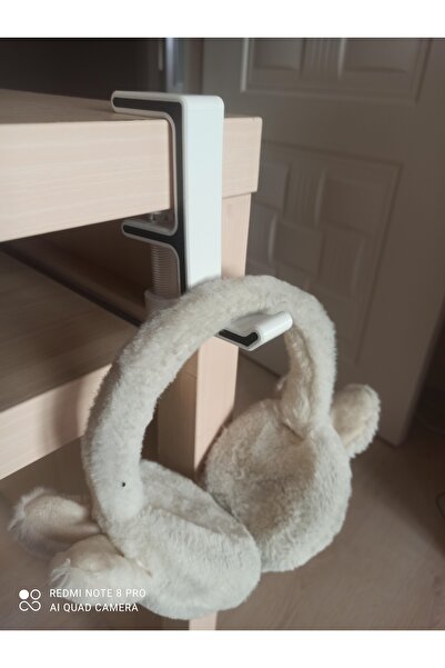 Neon Masa Kenarı Kulaklık Askısı – 3D Baskı Vida Sıkmalı Organizer Kanca Askı (Siyah/Beyaz)