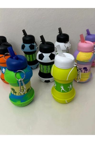 çt çeçem ticaret 2 Pcs Silicone Water Bottle 550ml Leakproof Foldable School Office Camping Travel Water Bottle