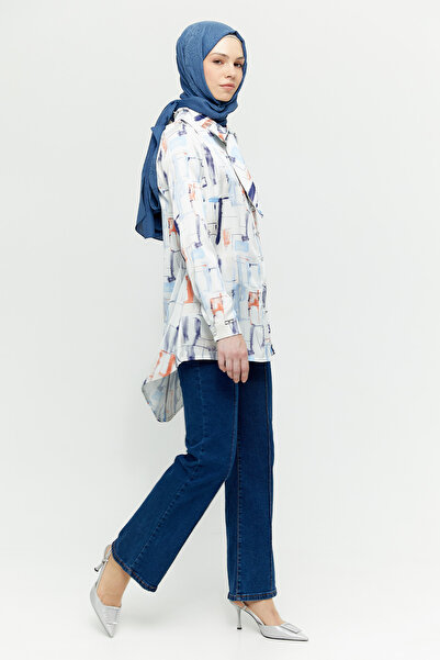 Setrms Fular Yakalı Desenli Şifon Gömlek