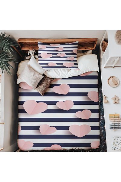 Şen Dekorasyon Hearts Baby Duvet Cover Set
