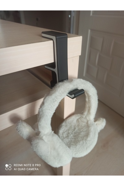 Neon Masa Kenarı Kulaklık Askısı – 3D Baskı Vida Sıkmalı Organizer Kanca Askı (Siyah/Beyaz)