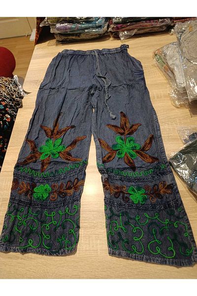 anne moda ankara Size 36-38 Compatible, Seasonal, Embroidered, 2 Pockets, Wide Leg, Trousers