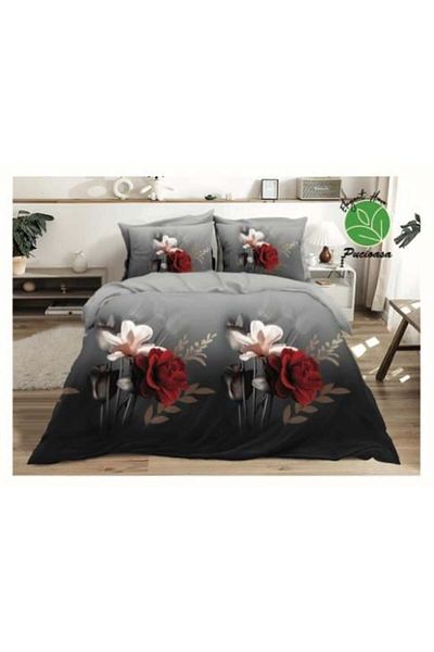 FIONNA.RO 3D Satin Cotton Bed Linen - Black/Grey