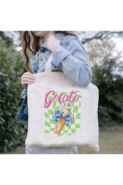 Hediyenza Gelato Italian Printed Cloth Bag, Shoulder Bag, Tote Bag 1 Piece