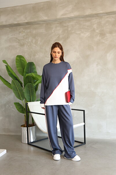 sportiness Σετ αθλητική φόρμα με γαρνιρισμένο λεπτομερές υπερμεγέθη φαρδύ πόδι Modal ύφασμα