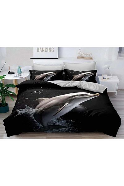 FIONNA.RO 3D Satin Cotton Bed Linen - Dolphin