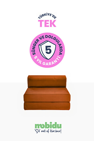 Mobidu Shift Tekli Aktivite Koltuk – Yatak Olabilen Modüler Berjer – Fitilli Kadife - Kiremit