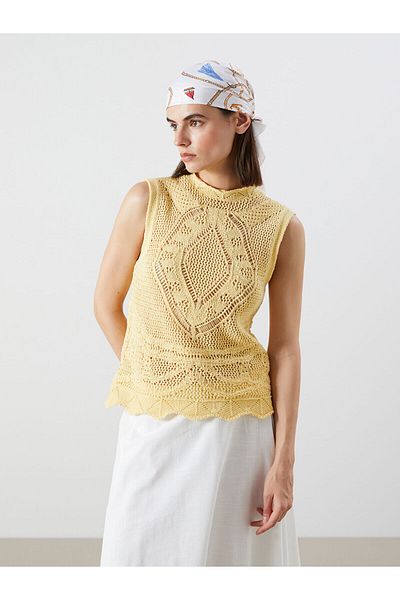 LC Waikiki Stand Collar Openwork Women's Knitwear Singlet