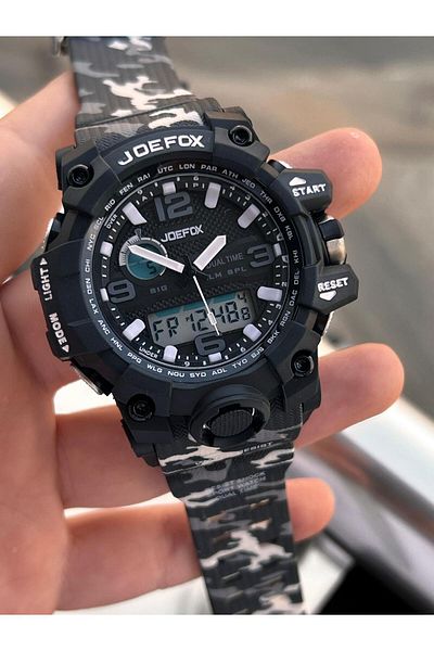 Joefox Digital and Analog 2 Years Warranty Chronometer+Calendar+Alarm+Lighting Men's Wrist Watch Joe.Bk14