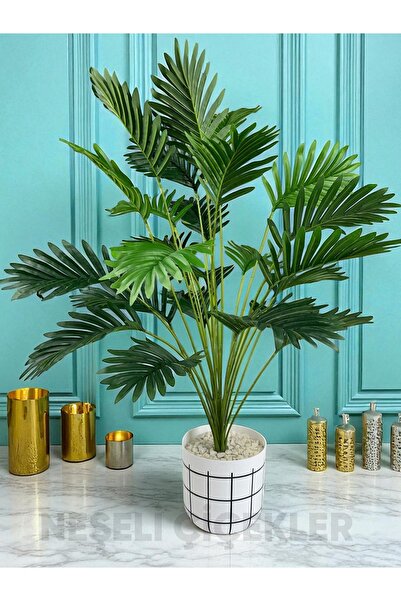 NEŞELİ ÇİÇEKLER Yapay Ağaç Areka Palmiye Bitkisi 24 Yaprak 90cm Plastik Saksı...