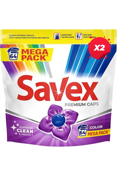 SAVEX X2 - DETERGENT CAPSULE 70BUC COLOR
