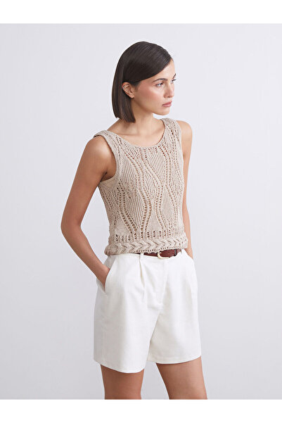 LC Waikiki Create Your Style with Uzg Store | Crew Neck Openwork Women's Knitwear Tank Top