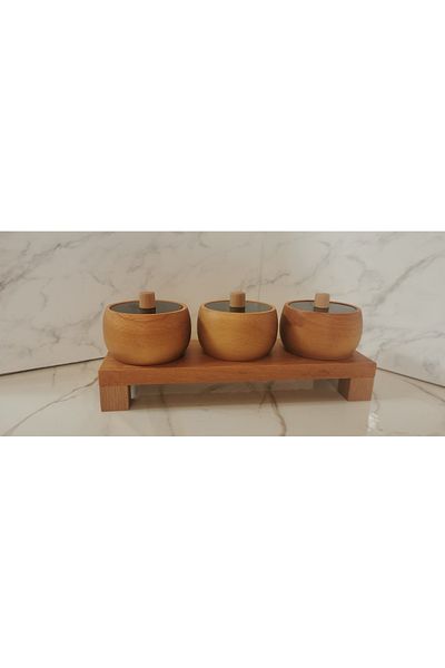 ayrawood Wooden Spice Rack with Black Lid Presentation Decor Multi-Purpose