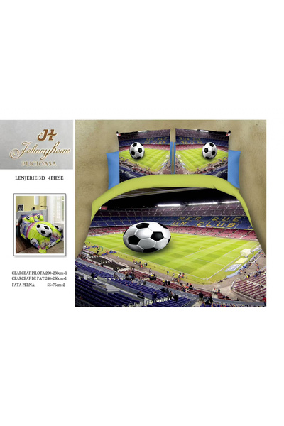 FIONNA.RO 3D Satin Cotton Bed Linen - Ball on Football Field