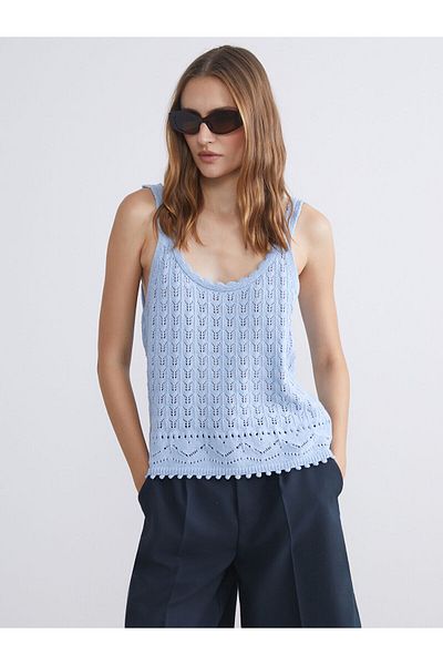 LC Waikiki U Neck Openwork Women's Knitwear Singlet