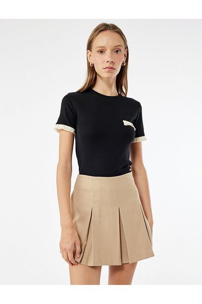 Koton Short Sleeve Crew Neck Modal Blend Fleto Pocket Detail T-Shirt