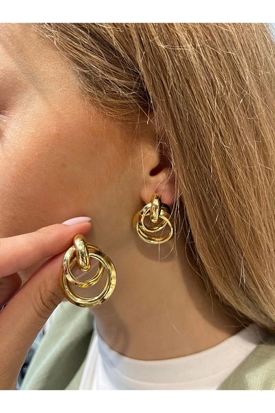 Accessories Hei Golden Yellow Interlocking Stylish Daily Use Dangle Women's Earrings