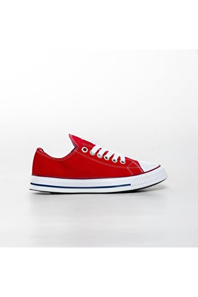 PremiumShoes Red Short Cnv Linen Sneaker