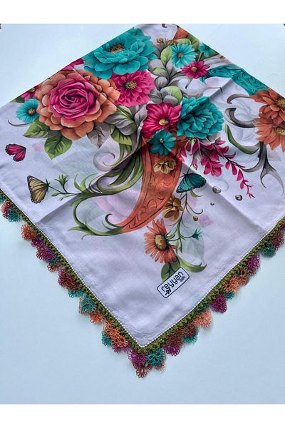 REYYAN Χειροποίητο Shuttle Embroidered Writing/ Shuttle Embroidered/Shuttle Embroidered Υεμένη/Χειροποίητο τυρόπανο/Κάλυμμα κεφαλιού