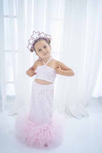 Genel Markalar Pembe ve çok renkli payet detaylı 3'lü set, şık ve göz alıcı k...