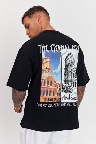 İLKCET MODA Μπλουζάκι Rome Oversize με λεπτομέρεια εκτύπωσης και κεντήματος