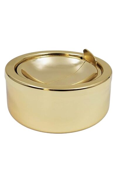 Generic منفضة سجائر معدنية كلاسيكية ذهبية من BUDLE مزودة بغطاء للسجائر - منفض...