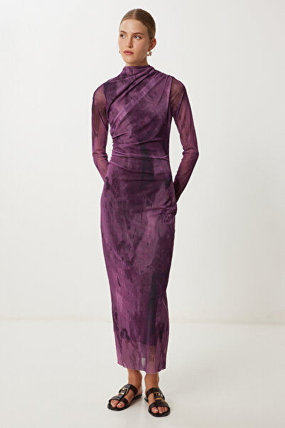 Lovelyİstanbul Φόρεμα με μοτίβο μακρύ τούλι LUB0189 ΜΩΒ