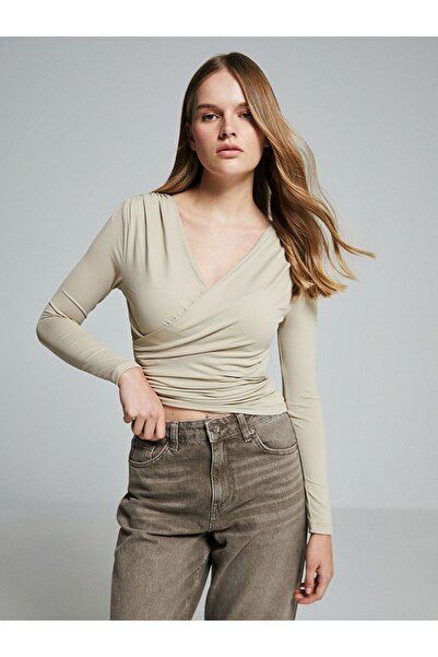 LC Waikiki LCW Vision Bej Kruvaze Yaka Kadın Bluz