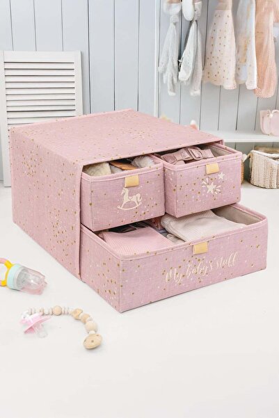 Hesaplı Kasa Baby 3 Bölmeli Kumaş Çekmece – 30 x 31 x 23 cm
