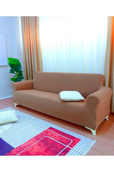 elgeyar Jacquard 3-Piece Sofa Cover Basket Pattern - Light Brown