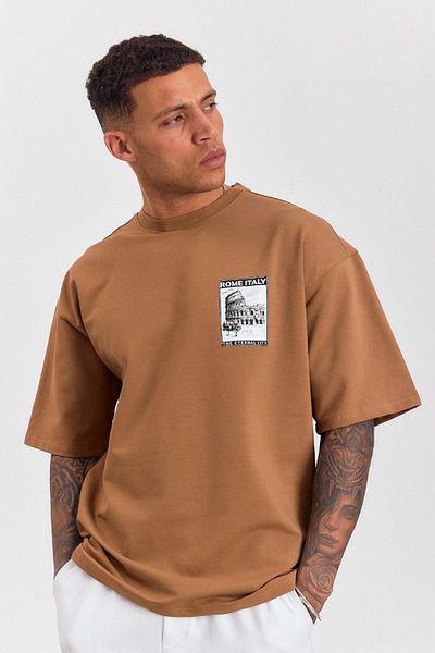 İLKCET MODA Rome Print and Embroidery Detailed Oversize Tshirt