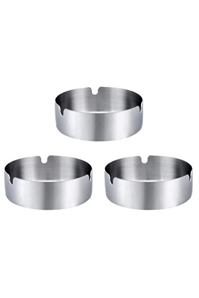 Generic منفضة سجائر سينزاو من الفولاذ المقاوم للصدأ، 3 قطع، دائرية 10 سم مقاو...