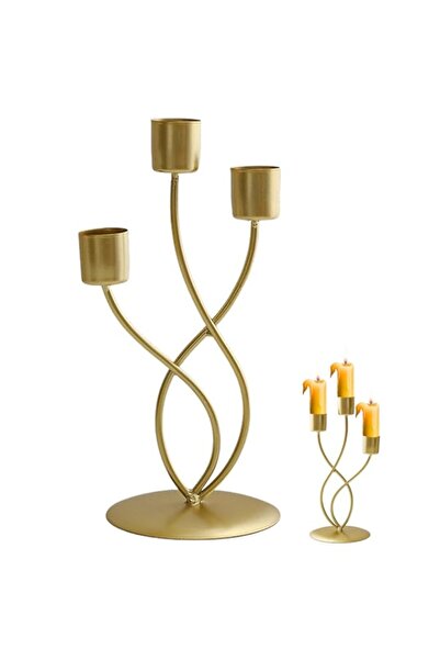 Generic Brand Modern Candlestick Candle Holders, 3 Arm Metal Taper Candle Hol...